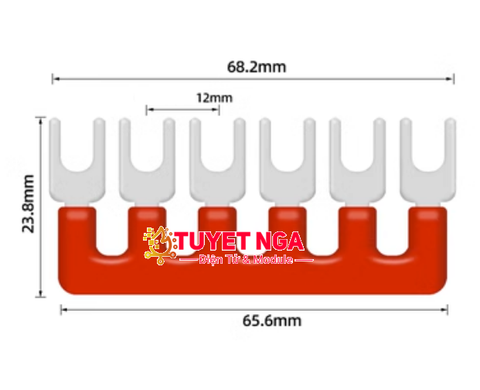 TB-2506 Dải 6 Cực 25A Nối Domino Màu Đỏ