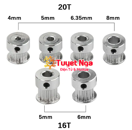 Puly GT2 6 Răng Trục 6mm