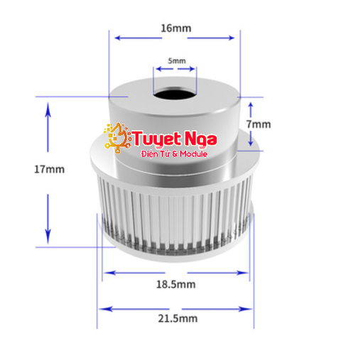 Puly GT2 30 Răng Trục 5mm