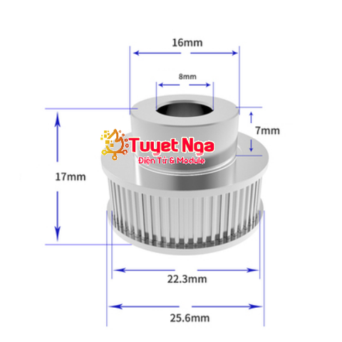 Puly GT2 36 Răng Trục 8mm