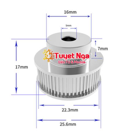 Puly GT2 36 Răng Trục 5mm