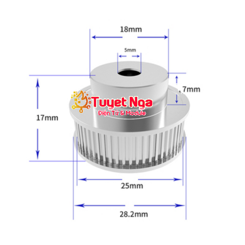 Puly GT2 40 Răng Trục 5mm