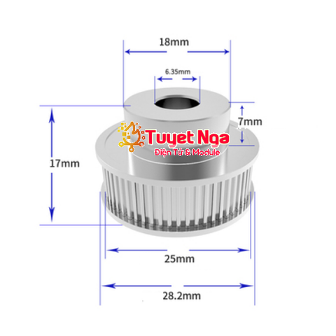 Puly GT2 40 Răng Trục 6.35mm