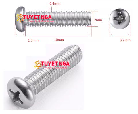 M2x10 Ốc Inox M2 Dài 10mm (10pcs)