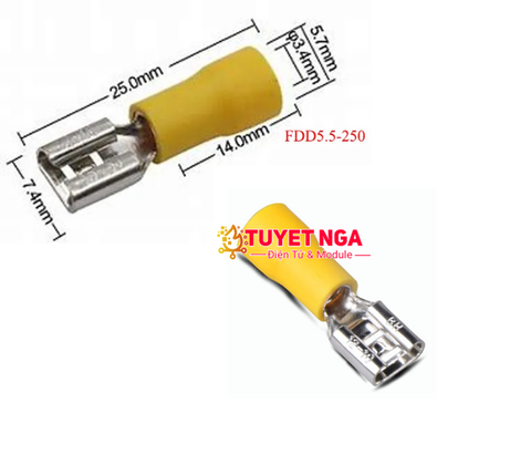 FDD5.5-250 Đầu Cos Cái Ghim Màu Vàng (10pcs)