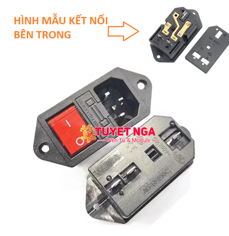 AC-01 Đầu Nối Nguồn AC 10A KCD4 Tai Bắt Hộp (đã nối chân)