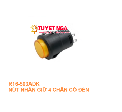 R16-503 Nút Nhấn Giữ Có Đèn Gài 16mm Vàng