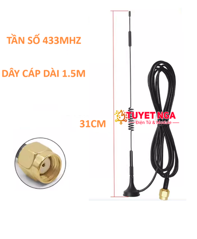 Anten Lora 433Mhz 12dBi 31cm SMA Cái Dài 1.5M