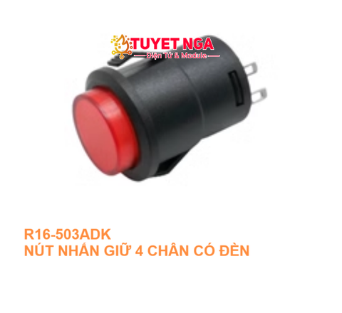 R16-503 Nút Nhấn Giữ Có Đèn Gài 16mm Đỏ