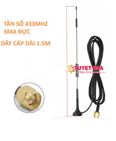 Anten Lora 433Mhz 12dBi 31cm SMA Đực Dài 1.5M