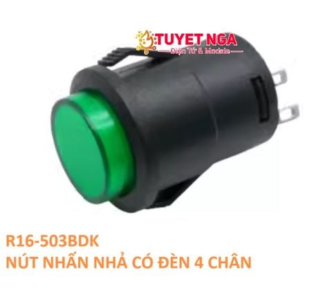 R16-503 Nút Nhấn Nhả Có Đèn Gài 16mm Lá