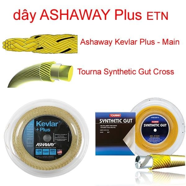 Ashaway Plus 17 - Dây phối Ashsway Plus + Tourna Synthetic (ASH170