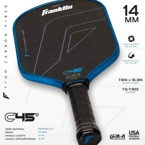 Vợt Pickleball FRANKLIN C45° Carbon Fiber 14mm (59220)