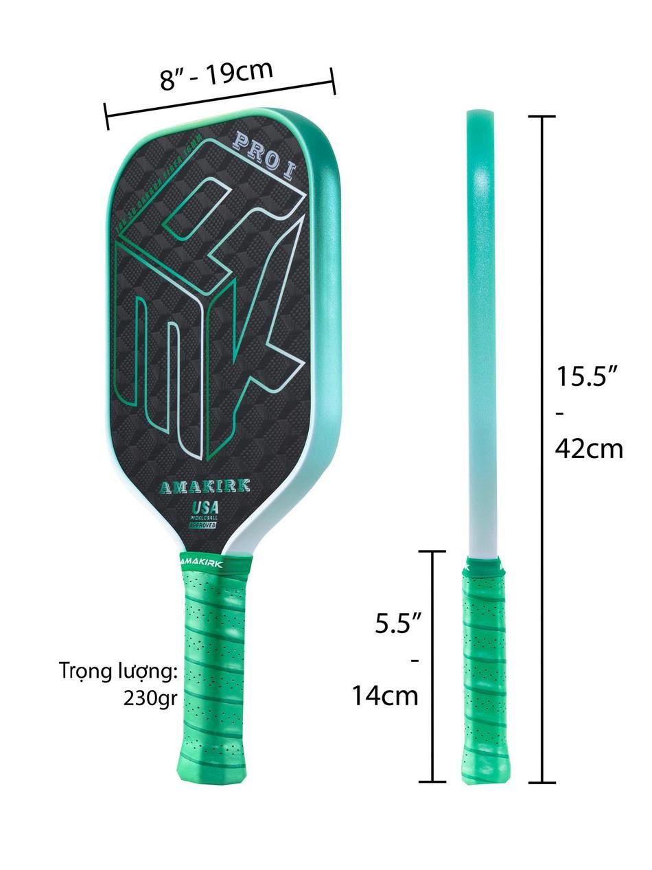 Vợt Pickleball AMAKIRK PRO 1 18K3D 16mm (AMK-Pro1 18K3D)