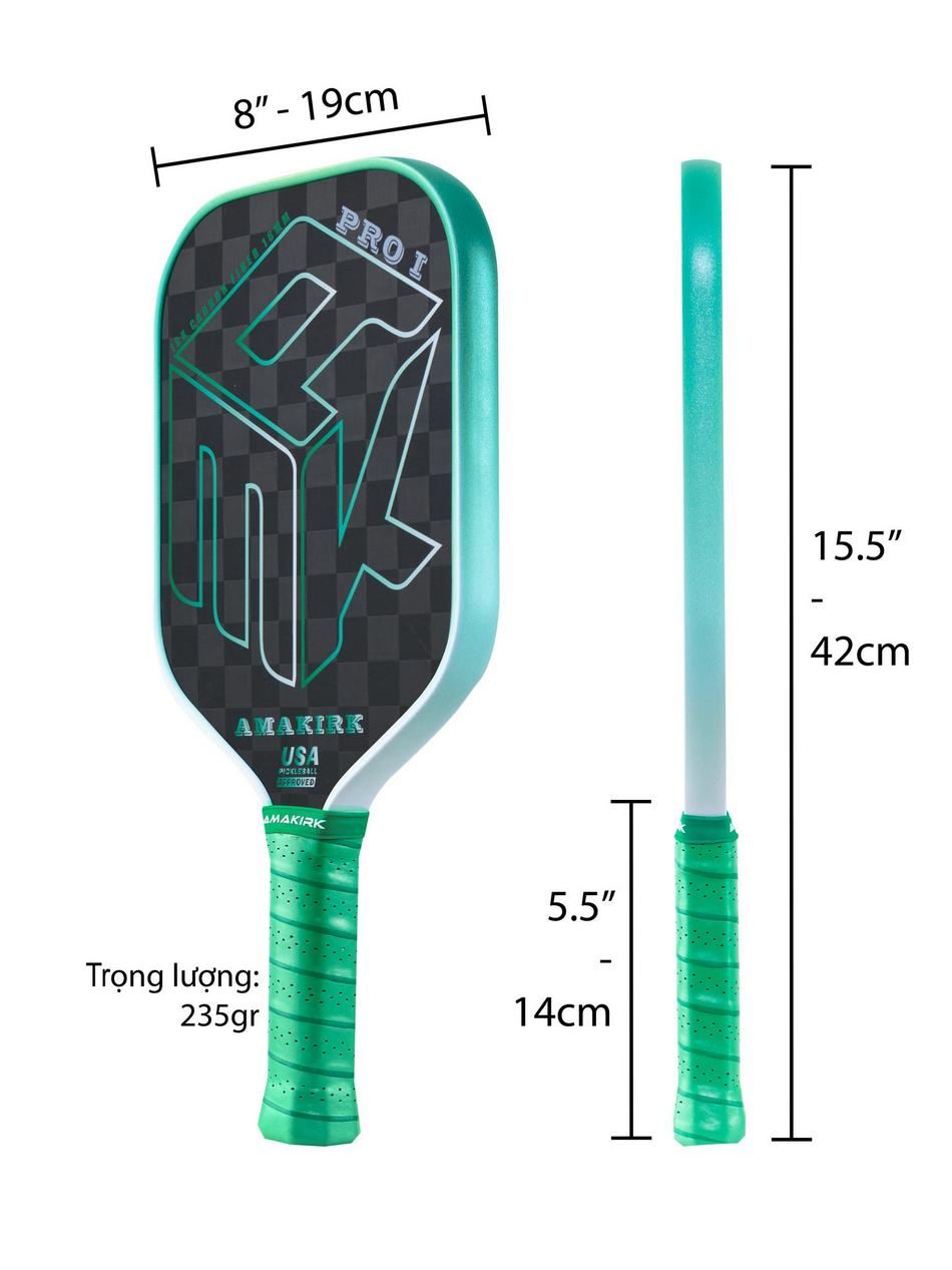 Vợt Pickleball AMAKIRK PRO 1 18K 16mm (AMK-Pro1 18K)