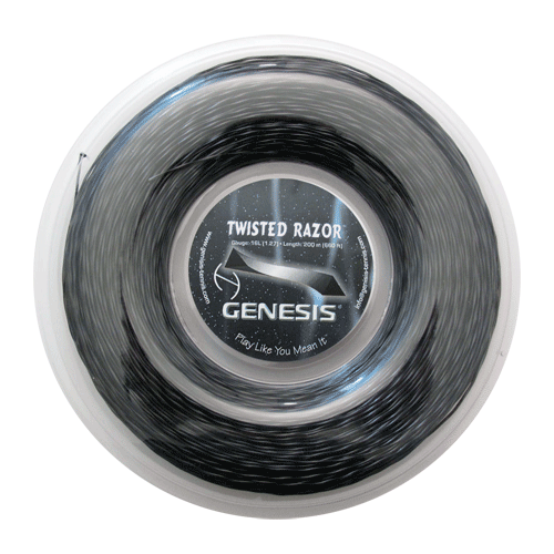 Set Corde Da Tennis GENESIS TWISTED RAZOR 16L Nero - Monofilamento Co-polimero, Massimo Spin, 40 Piedi (12 M)