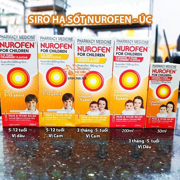 Siro hạ sốt Nurofen 200ml vị dâu (3 tháng+)