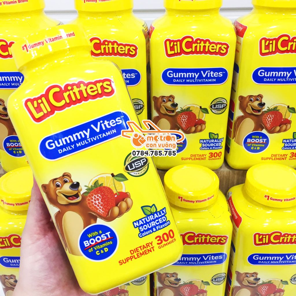 Kẹo dẻo L'il Criters Gummy Vites bổ sung nhiều loại Vitamin cho trẻ và người lớn - 300 viên