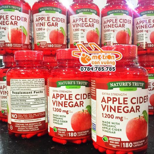 Viên giấm Táo hữu cơ hỗ trợ giảm cân Nature' Truth Apple Cider Vinegar Mỹ - 180 viên