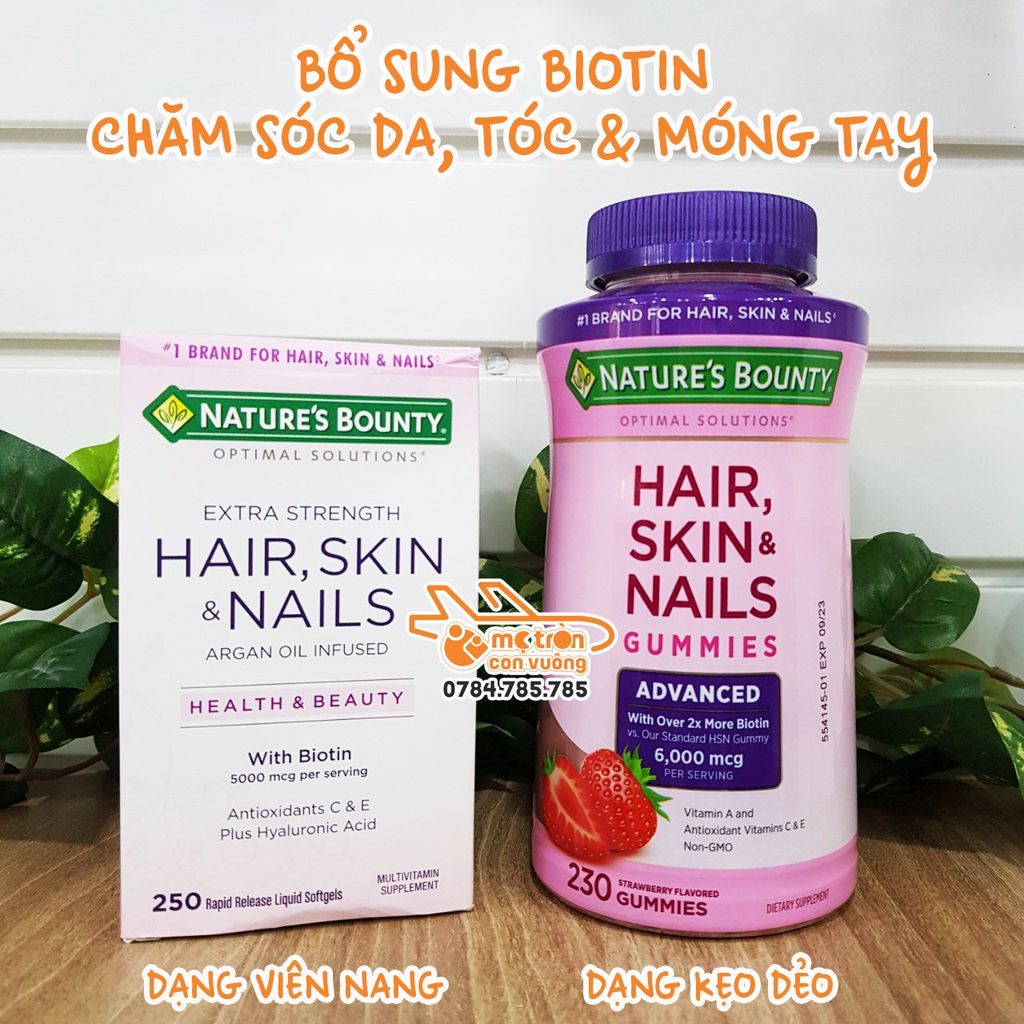Viên uống Gummies Nature's Hair, Skin & Nails Mỹ - Hộp 250 viên