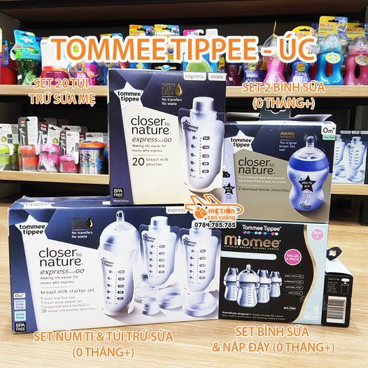 Set núm ti & túi trữ sữa Tommee Tippee