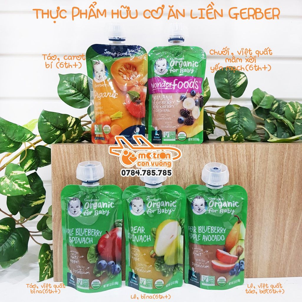 Thực phẩm hữu cơ ăn liền Gerber (6 tháng+)