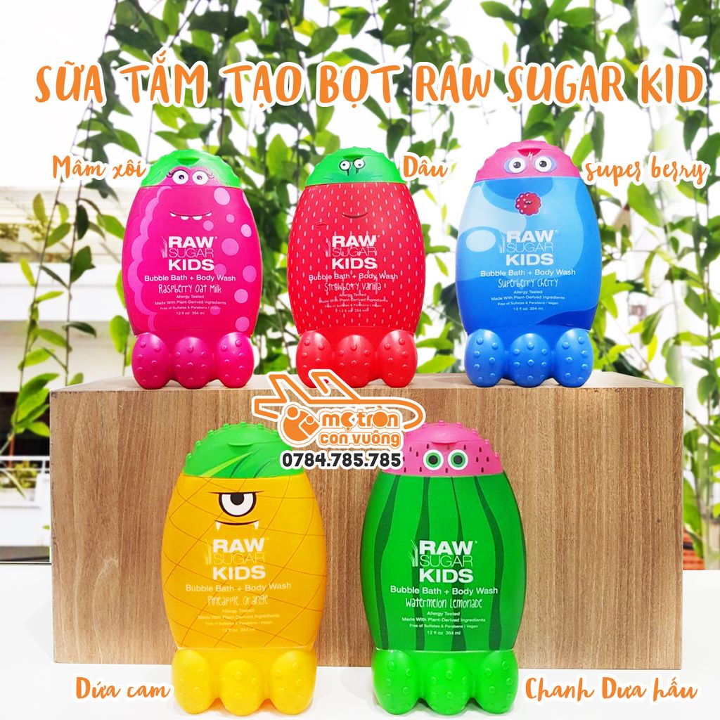 Sữa tắm Raw sugar Kids hương mâm xôi yến mạch - 354ml