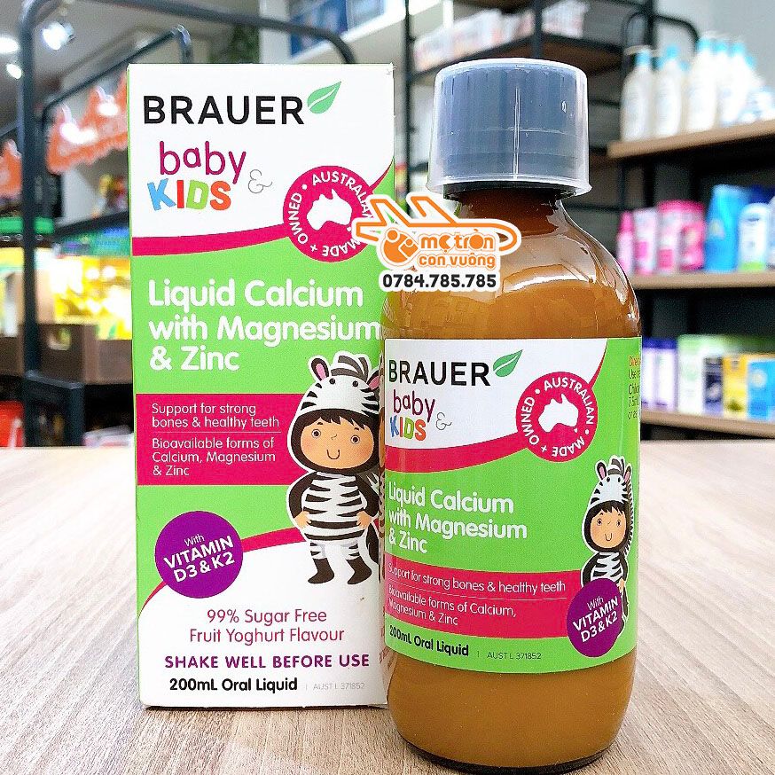 Siro Brauer bổ sung Canxi, Magie, Kẽm 200ml (1 tuổi+)