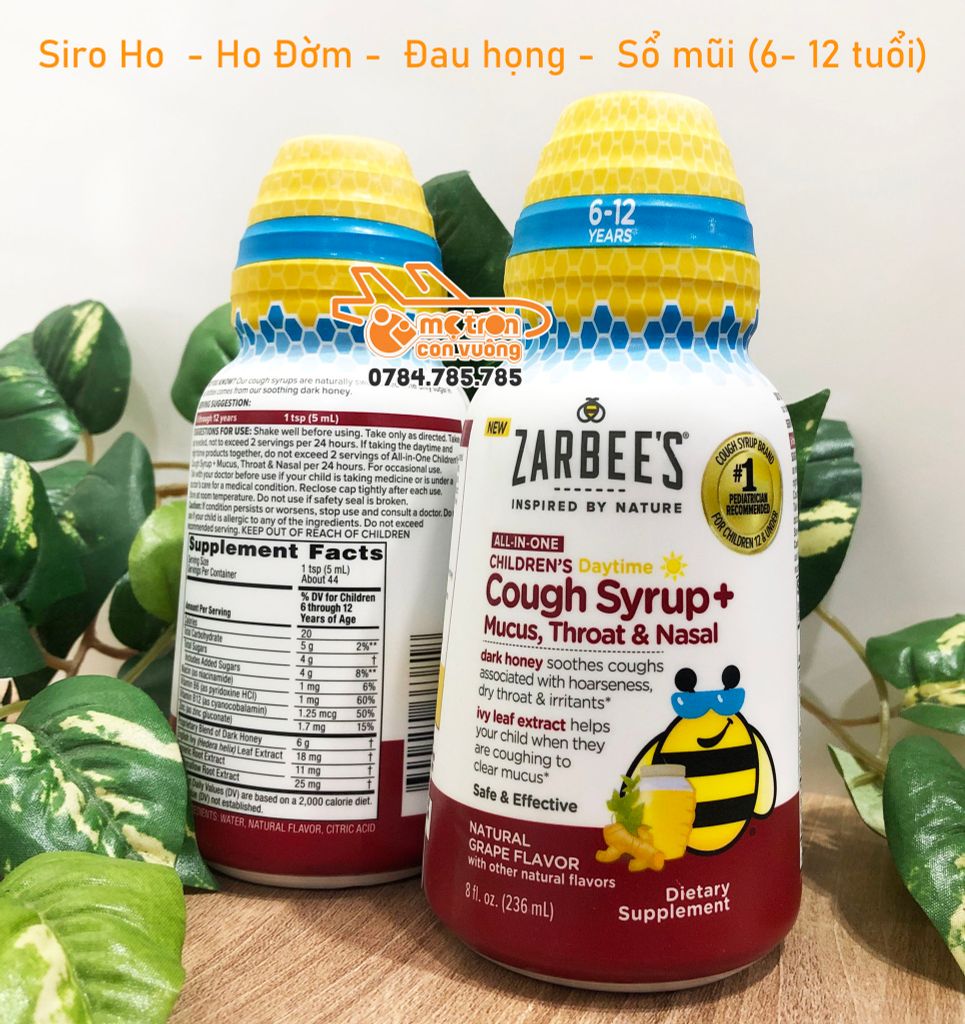 Siro zarbee's ho, ho đờm , mũi, họng ngày (6 - 12 tuổi)