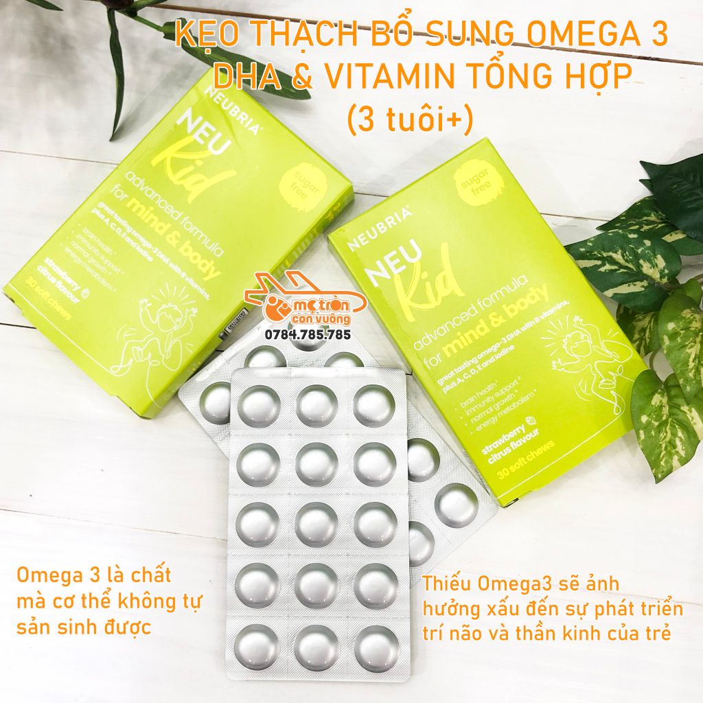 Viên nhai Neubria Neu Kid omega 3 DHA + Vitamin (3-12 tuổi)