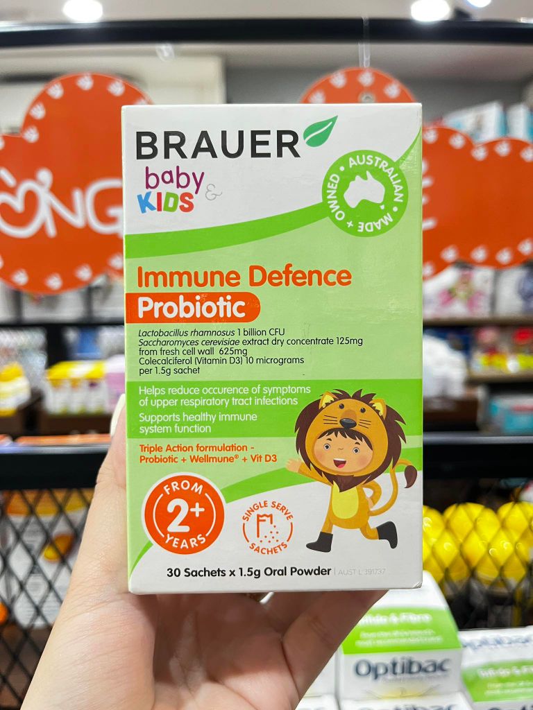 Men vi sinh và chất xơ Brauer baby kids - 30 gói x 1.5g (2y+)