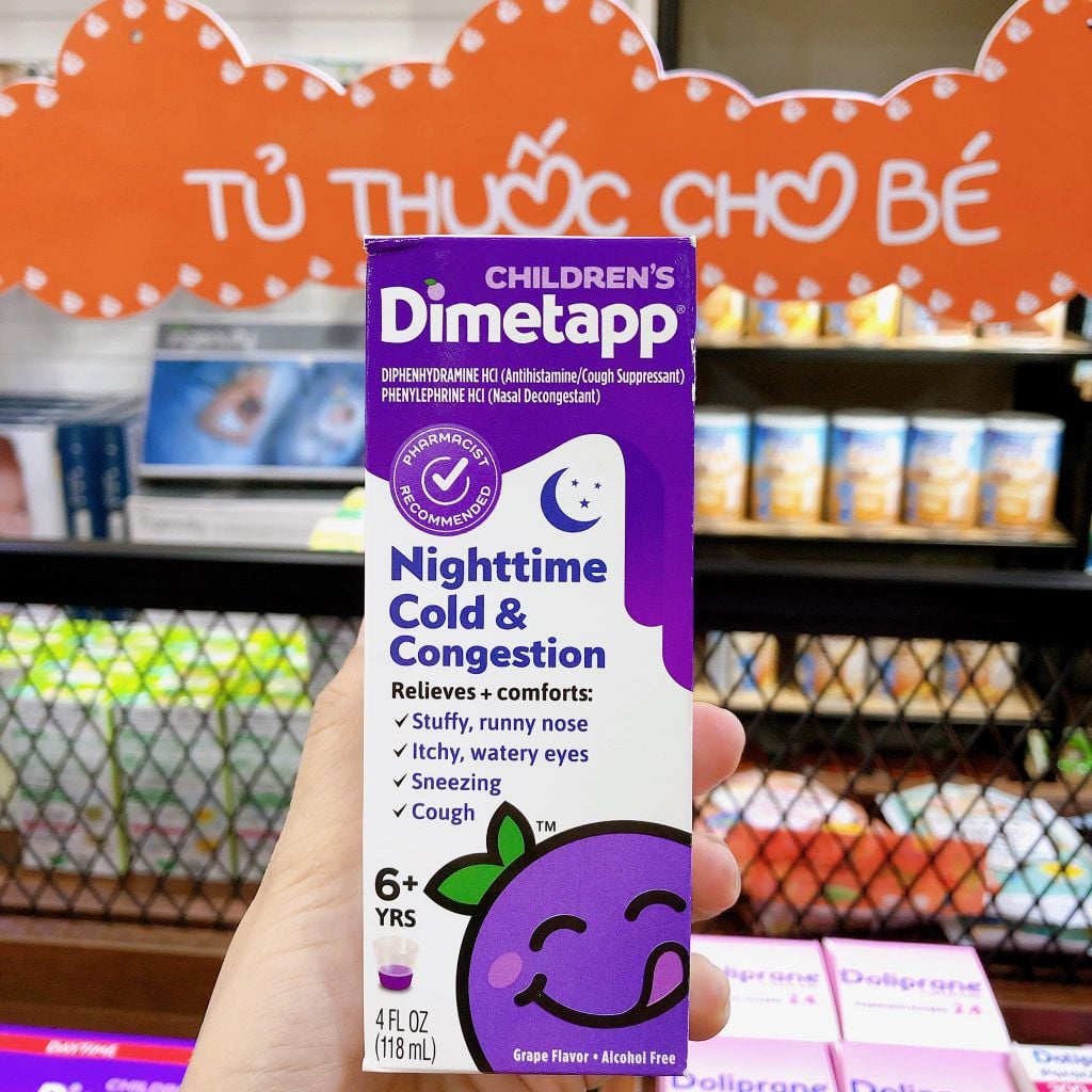 Siro cảm lạnh, ho, nghẹt mũi đêm Children's Dimetapp Mỹ - 6 tuổi+