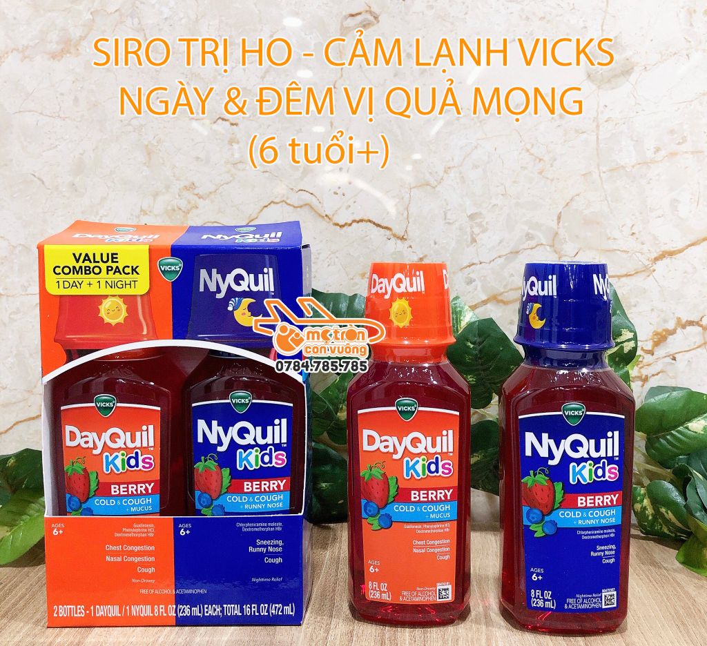 Sét siro ho, cảm lạnh ngày & đêm Nyquil 472ml (6 tuổi+)