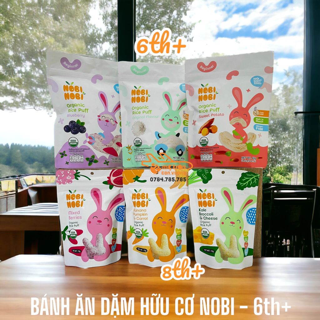 Bánh gạo ăn dặm hữu cơ Nobi vị chuối, bí đỏ, carot 15g - 8th+