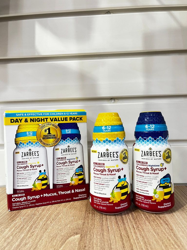 Sét siro ho, ho đờm, mũi họng Zarbee's ngày - đêm (6-12 tuổi)