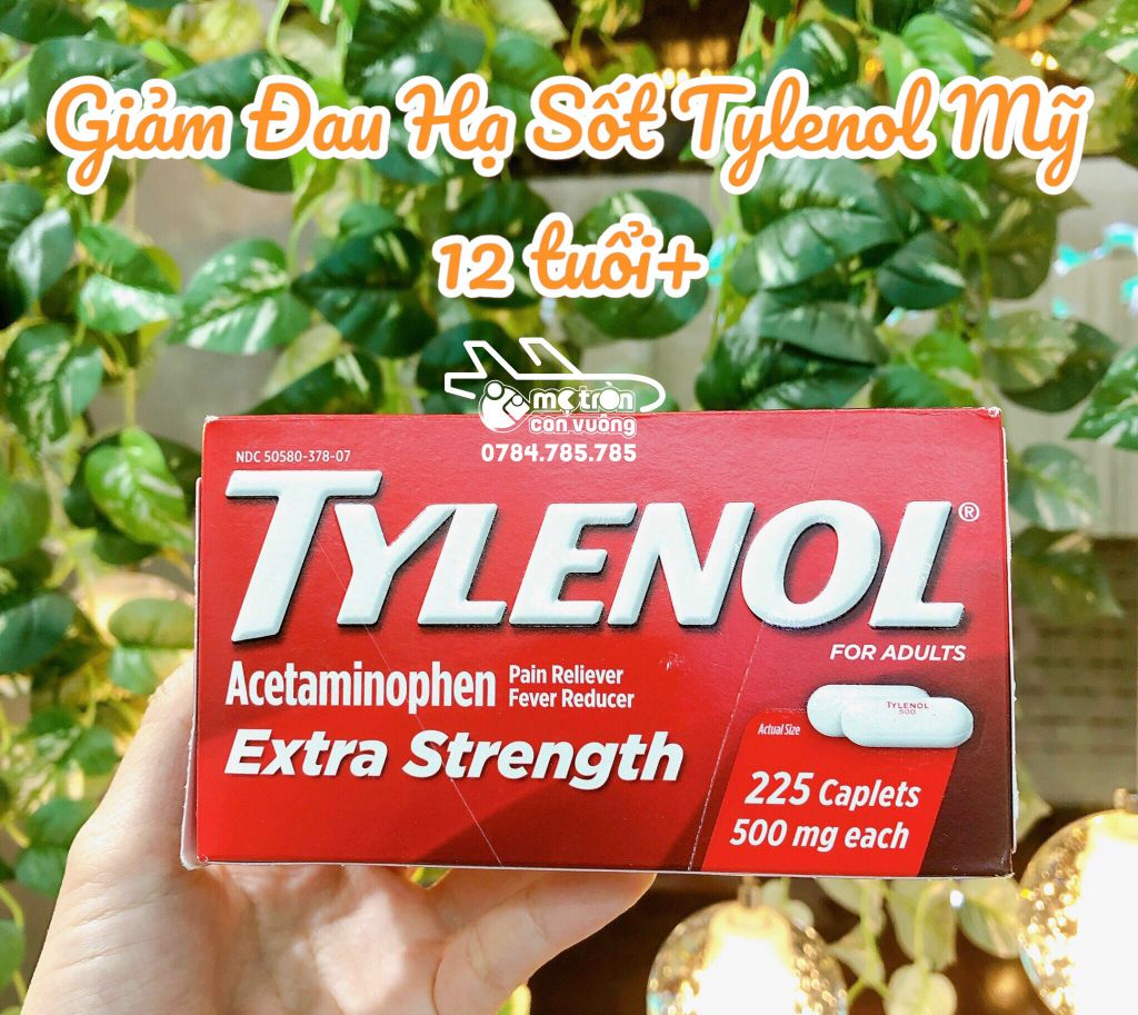 Viên uống giảm đau, hạ sốt Tylenol Extra Strength 225 viên (12 tuổi+)