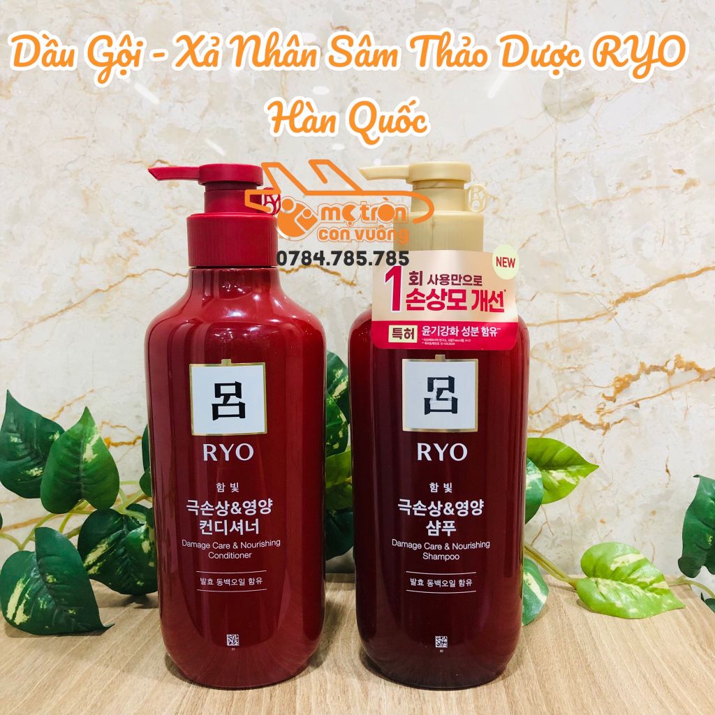 Cặp dầu gội & xả chăm sóc tóc hư tổn RYO Hàn Quốc (550mlx2)