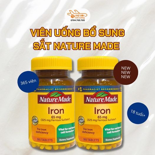Viên uống bổ sung sắt Nature Made 365 viên - 18 tuổi+