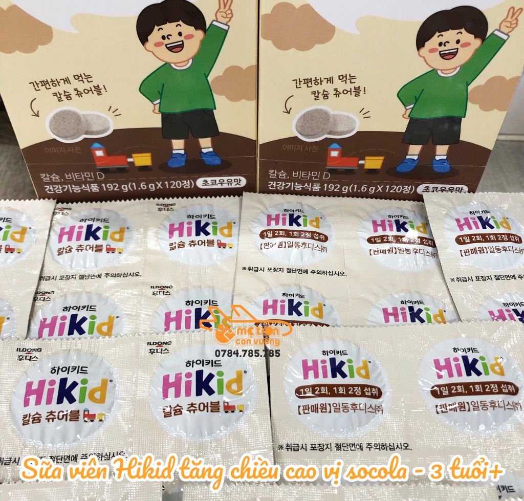 Sữa viên Hikid tăng chiều cao vị socola 120 viên (3 tuổi+)