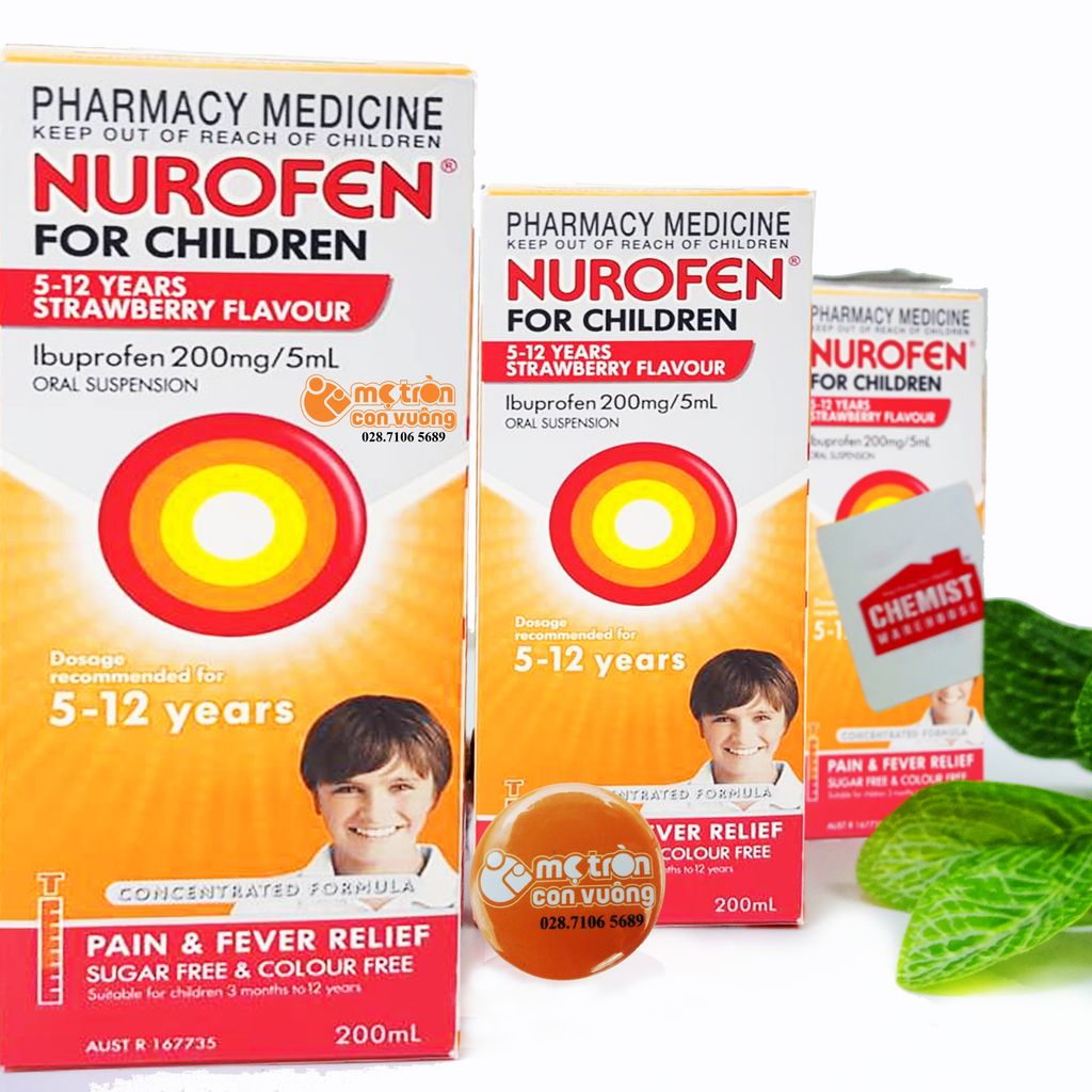 Siro hạ sốt Nurofen 200ml vị dâu (5 tuổi+)