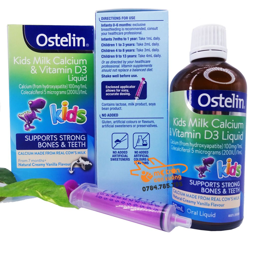 Canxi & vitamin D Ostelin cho bé 90ml (7 tháng+)