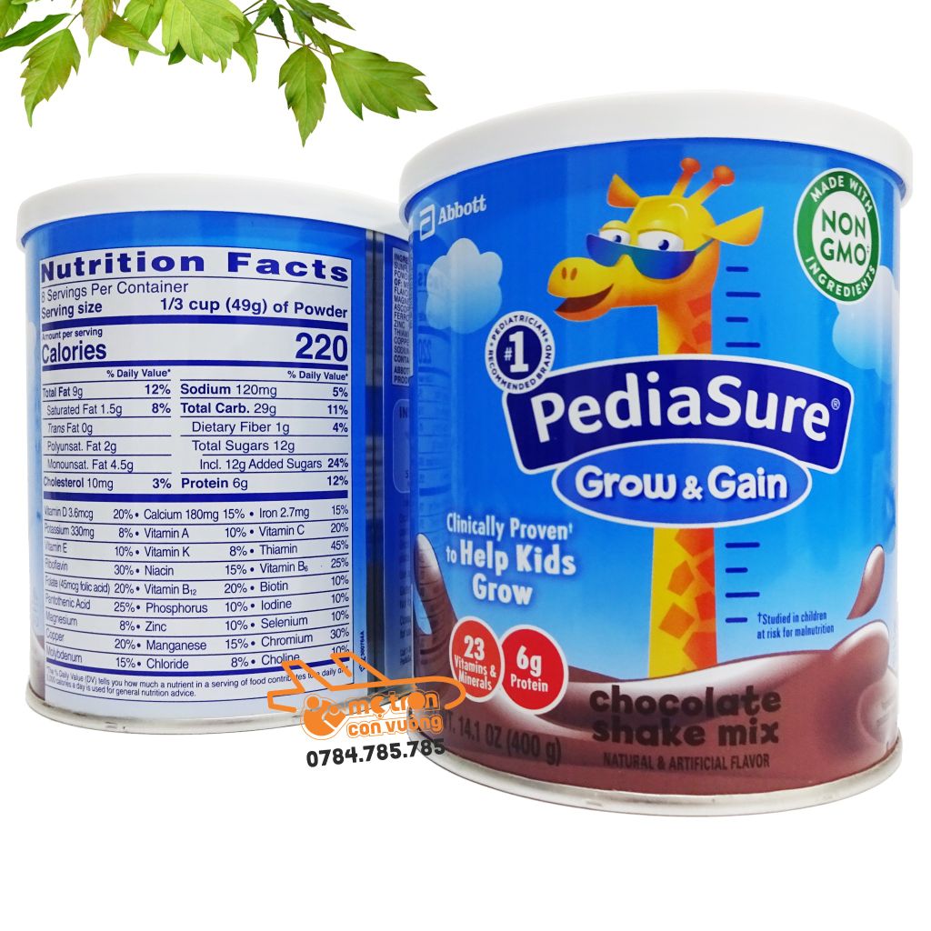 Sữa bột Pediasure Grow & Gain vị socola 400gr