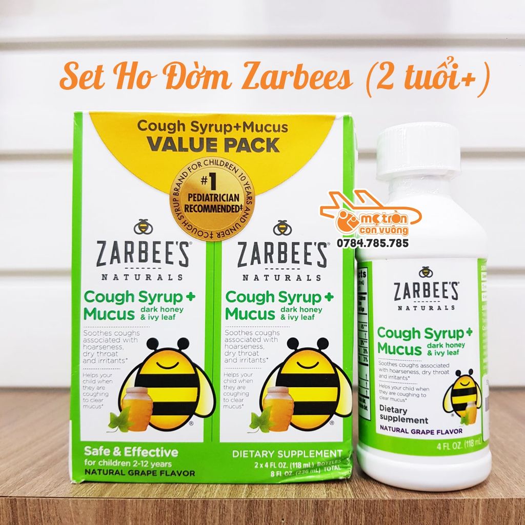 Sét 2 lọ siro trị ho đờm zarbee's - 118ml (2-12 tuổi)