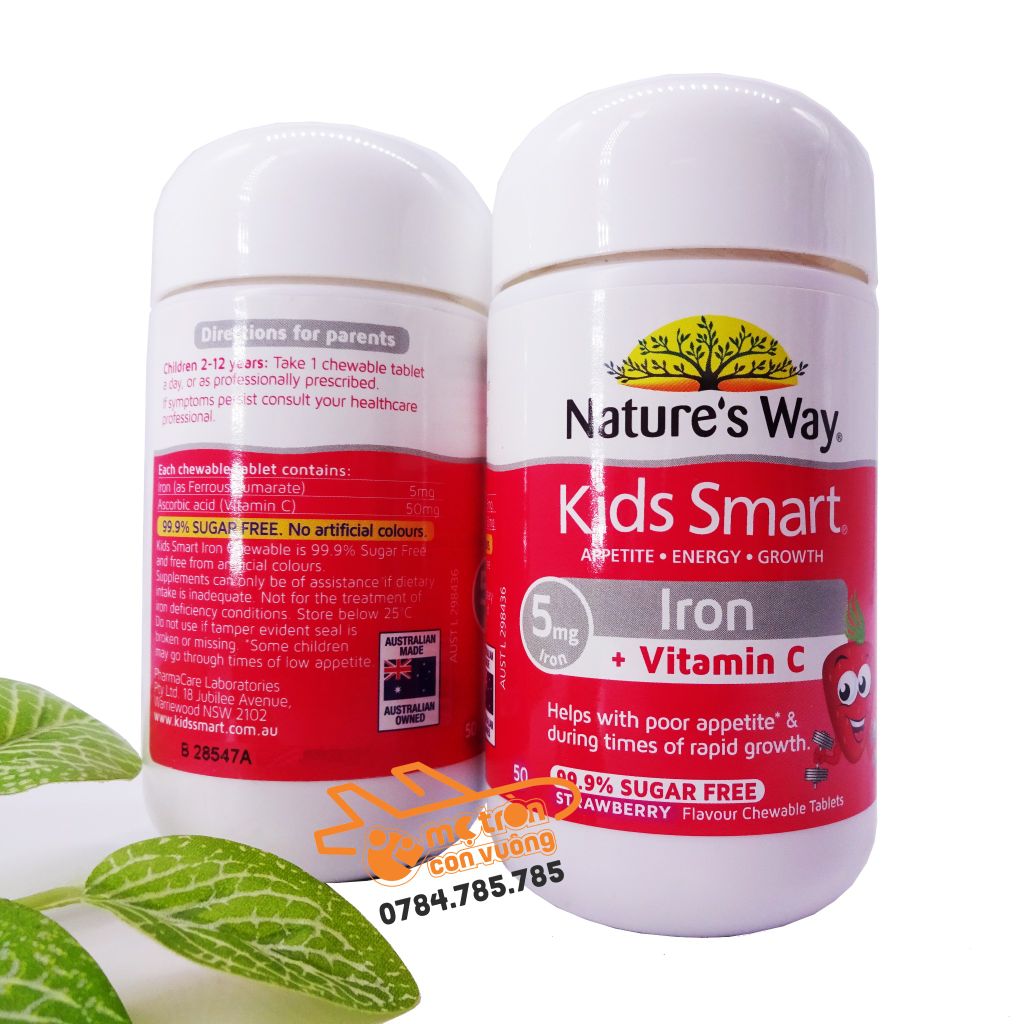 Kẹo Kids Smart bổ sung sắt, vitamin C 50v (2 tuổi+)