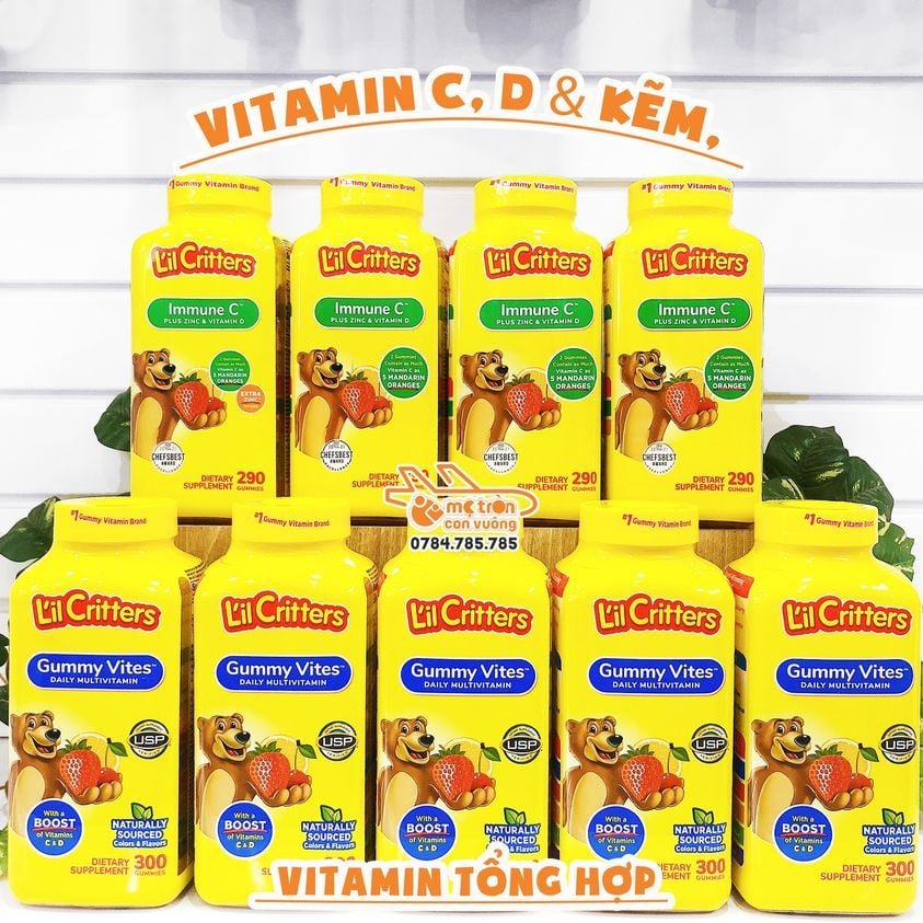 Kẹo dẻo bổ sung vitamin và tăng sức đề kháng L'il Crittes 290 viên