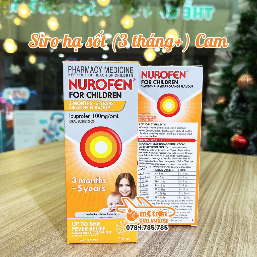 Siro hạ sốt Nurofen 200ml vị cam (3 tháng+)