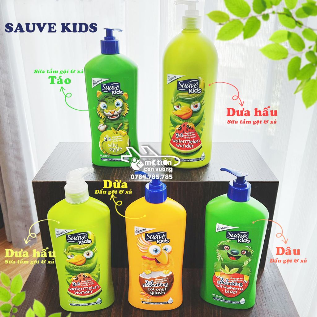 Sữa tắm gội 3in1 Suave Kisd hương táo - 1,8 lít