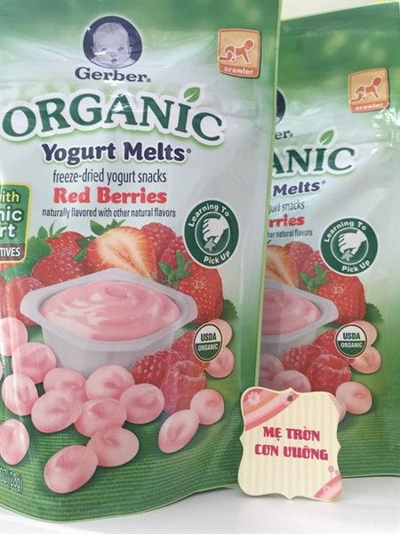 Sữa chua khô Gerber vị dâu & mâm xôi Organic (8 tháng+)
