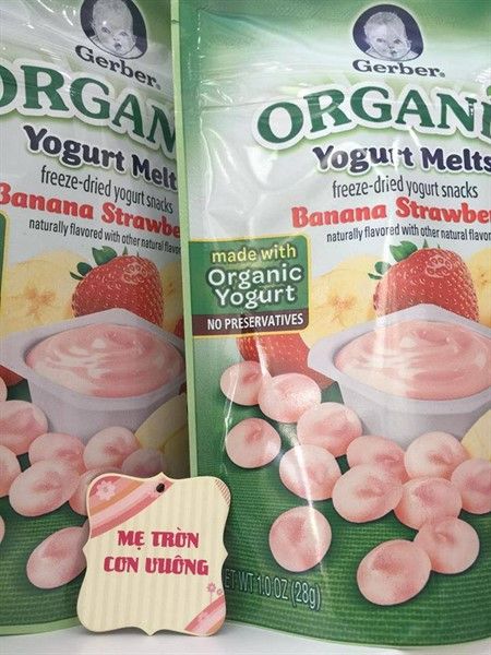 Sữa chua khô Gerber vị chuối dâu Organic (8 tháng+)