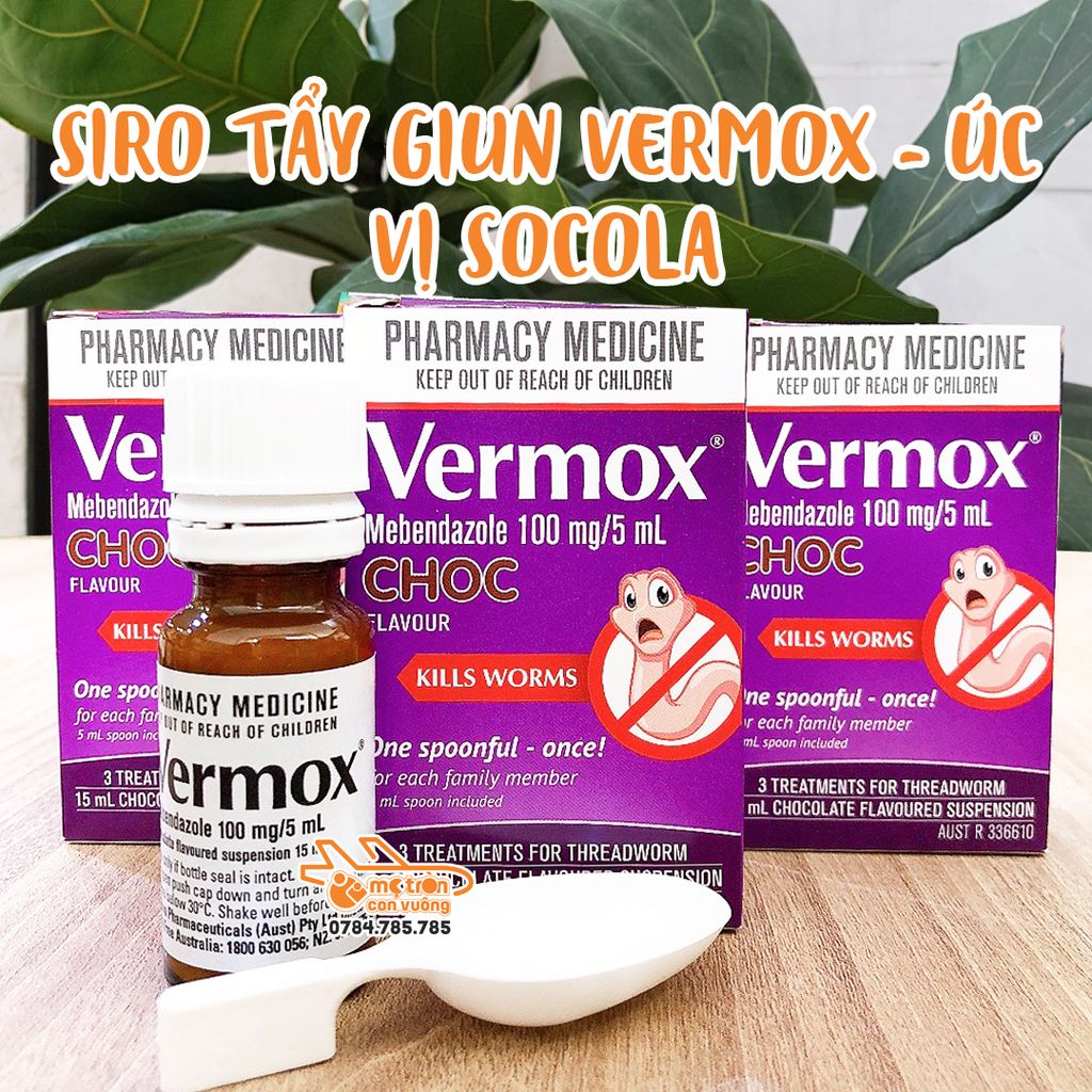 Tẩy giun Vermox dạng siro vị socola 15ml